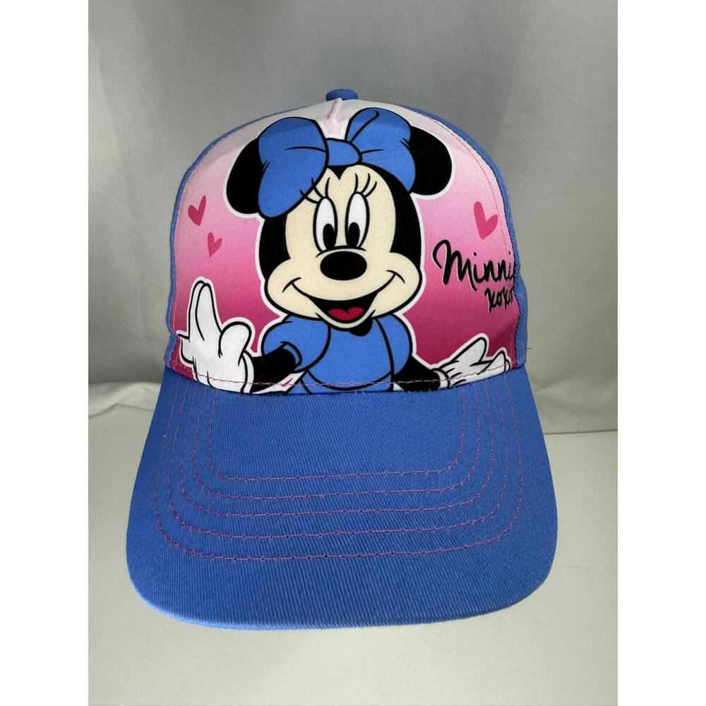 Disney Minnie Mouse Hat Cap‎ Strap Back Blue Pink Graphic Hearts Mens One Size